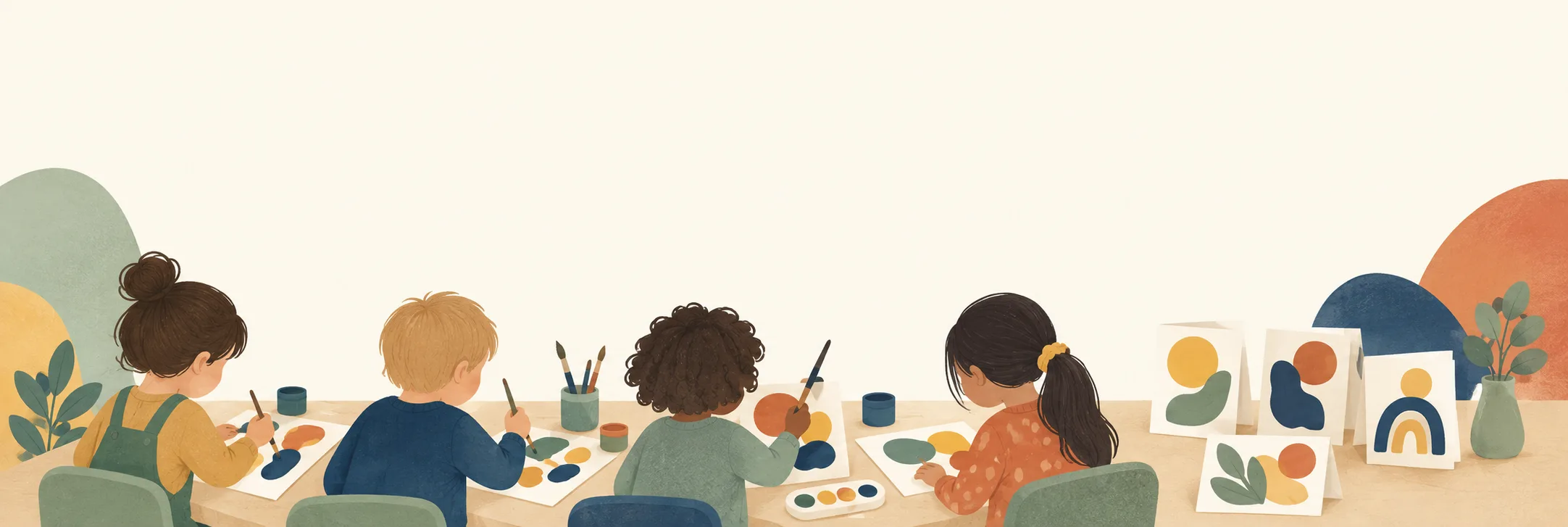 Students creating artwork together