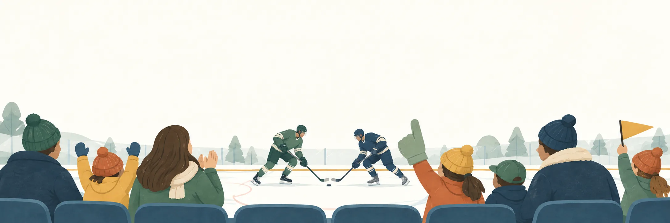 Families watching a hockey game together