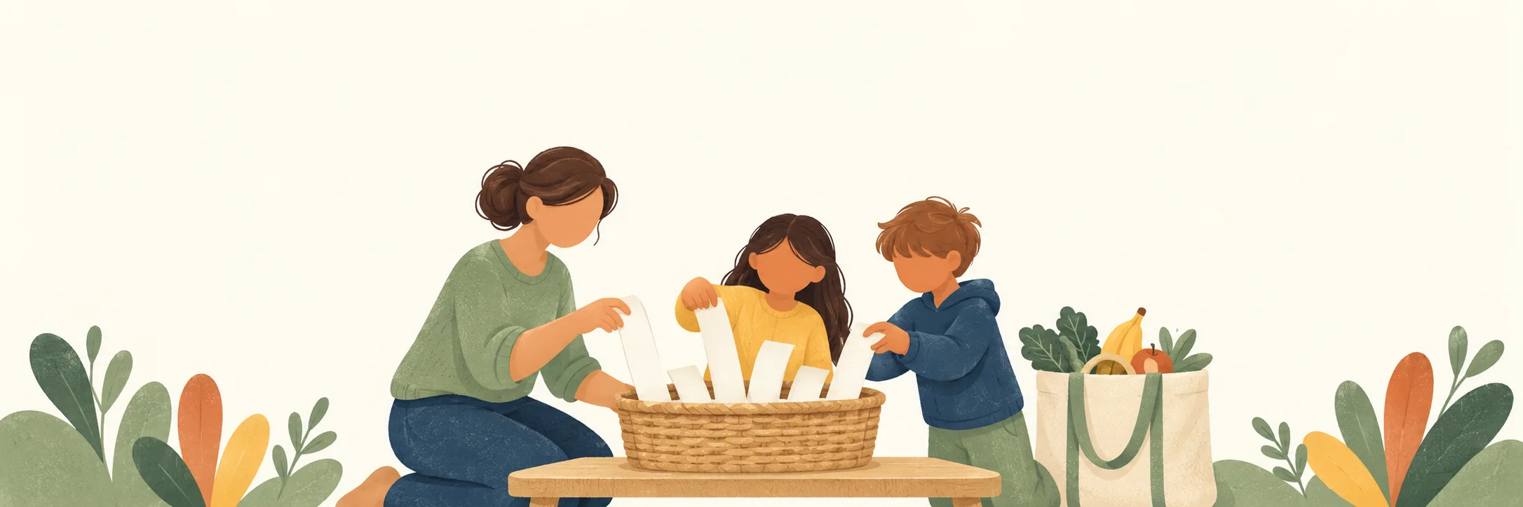 Families collecting grocery receipts for Save the Tape